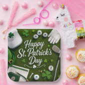 Golf Viel Glück  mit Kleeblatt St. Patrick's Day   Pappteller (Party)