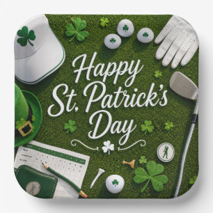 Golf Viel Glück mit Kleeblatt St. Patrick's Day Pappteller