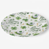 Golf Viel Glück mit Kleeblatt St. Patrick's Day Pappteller (Schrägansicht)