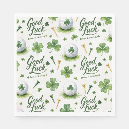 Golf Viel Glück mit Kleeblatt St. Patrick's Day Serviette (Vorderseite)