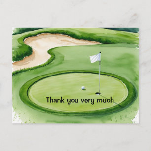 Golf Vielen Dank für den Golfball auf grünem Gras Postkarte