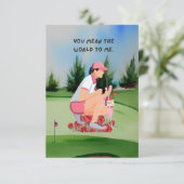 Golf Vielen Dank Karte mit Frau Golden Aquarell (Stehend Vorderseite)