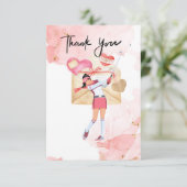 Golf Vielen Dank Karte mit Frau Golden Aquarell (Stehend Vorderseite)