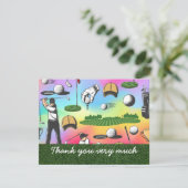 Golf Vielen Dank Karte mit goldener Flagge Ball Hu (Stehend Vorderseite)