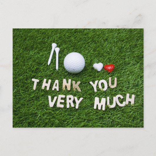 Golf Vielen Dank mit Golf und Tee Postkarte (Vorderseite)