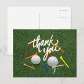 Golf Vielen Dank mit Golfball und T-Shirts auf Grü Postkarte (Vorne/Hinten)