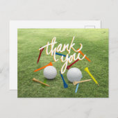 Golf Vielen Dank mit Golfball und T-Shirts auf Grü Postkarte (Vorne/Hinten)