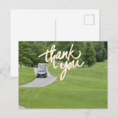 Golf Vielen Dank mit Golfwagen auf Grün Postkarte (Vorne/Hinten)