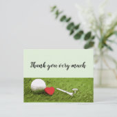 Golf Vielen Dank mit Liebe auf grünem Gras Postkarte (Stehend Vorderseite)