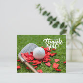 Golf Vielen Dank mit Liebe rotes Herz auf grünem G Postkarte (Stehend Vorderseite)