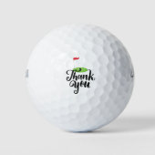 Golf Vielen Dank mit Text und Fahne auf grün Golfball (Vorderseite)