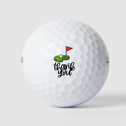 Golf Vielen Dank mit Text und Fahne auf grün Golfball (Vorderseite)