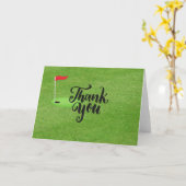 Golf Vielen Dank mit Text und Fahne auf grünem Gra Karte (Gelbe Blume)