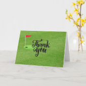 Golf Vielen Dank mit Text und Fahne auf grünem Gra Karte (Gelbe Blume)