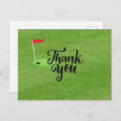 Golf Vielen Dank mit Text und Fahne auf grünem Gra Postkarte (Vorne/Hinten)