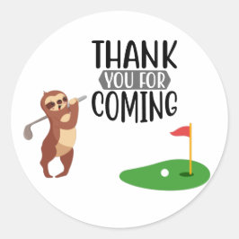 Golf Vielen Dank mit Text und Flagge Golfer Sloth Runder Aufkleber
