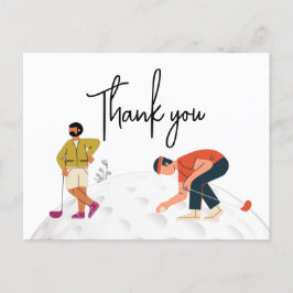 Golf Vielen Dank mit Text und zwei Golfern Postkarte