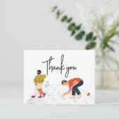 Golf Vielen Dank mit Text und zwei Golfern Postkarte (Stehend Vorderseite)