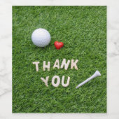 Golf Vielen Dank Party mit Golfball und Tee Weinetikett (Einzelnes Label)