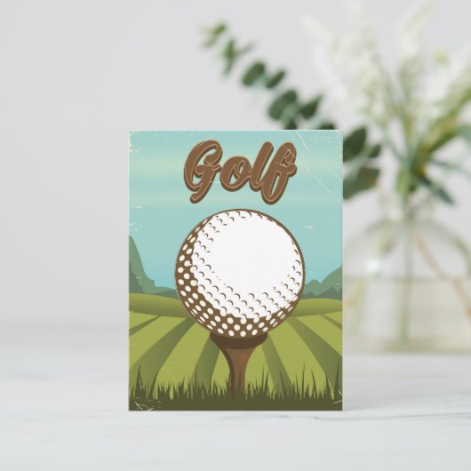 Golf Vintag Style Poster Postkarte (Stehend Vorderseite)