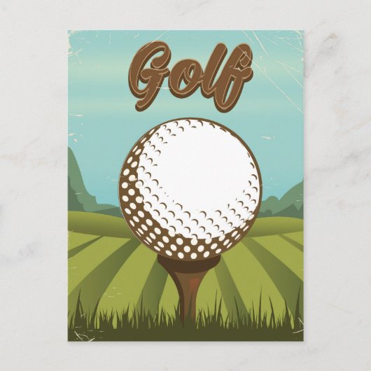 Golf Vintag Style Poster Postkarte (Vorderseite)