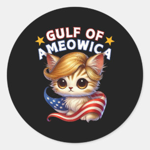 Golf von Ameowica Amerika Mexiko Trump Haarkatze Runder Aufkleber