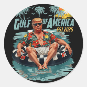 Golf von Amerika Est 2025 Amerikanische Flagge Gol Runder Aufkleber