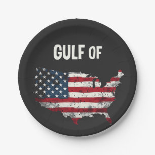 Golf von Amerika Funny Trump USA Map Flag Pappteller