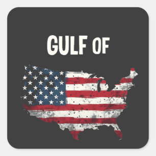 Golf von Amerika Funny Trump USA Map Flag Quadratischer Aufkleber