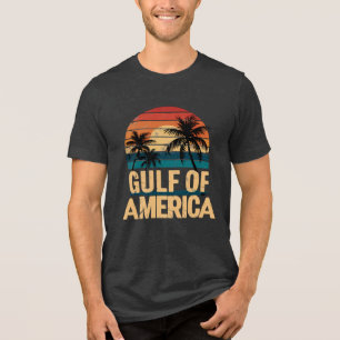 Golf von Amerika Retro Sonnenuntergang Palmen Vint Tri-Blend Shirt