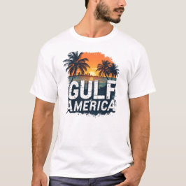 Golf von Amerika Sonnenuntergang Silhouette Palmen T-Shirt
