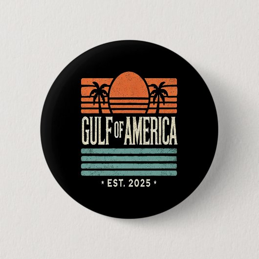 Golf von Amerika Sunset & amp; Palmen Trees Retro Button (Vorderseite)