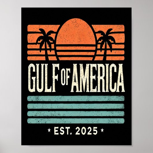 Golf von Amerika Sunset & amp; Palmen Trees Retro Poster (Vorne)