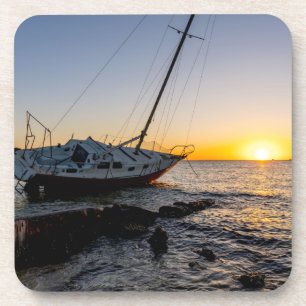 Golf von Breeze Segelboot Wellenbrecher Sonnenunte Getränkeuntersetzer