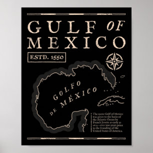 Golf von Mexiko 1672 Historische Karte Poster