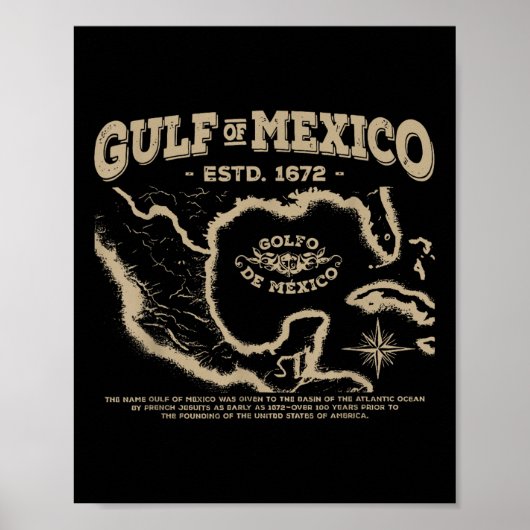 Golf von Mexiko 1672 Karte Poster (Vorne)