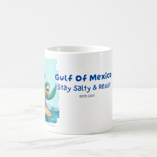 Golf von Mexiko Bleibe Salty & Resist Sea Turtle Kaffeetasse (Mittel)