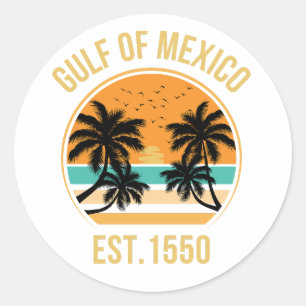 Golf von Mexiko Est 1550 Retro Vintager Strand Runder Aufkleber