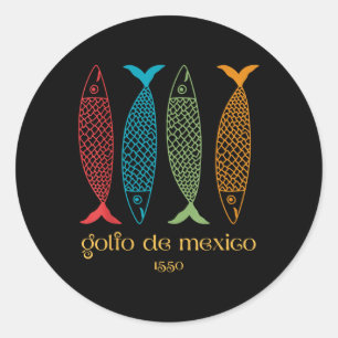 Golf von Mexiko Golfo de México 1550 Sardine Runder Aufkleber