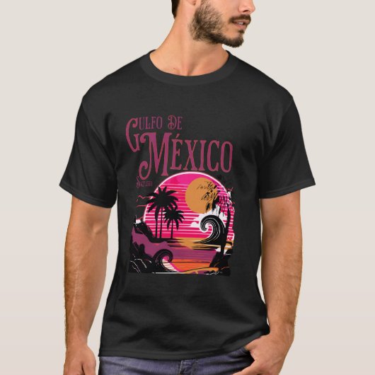 Golf von Mexiko Retro Sonnenuntergang Strand Urlau T-Shirt (Vorderseite)