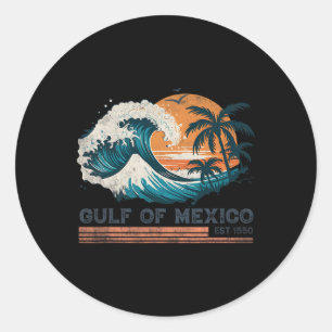 Golf von Mexiko Retro Vintager T - Shirt2.png Runder Aufkleber