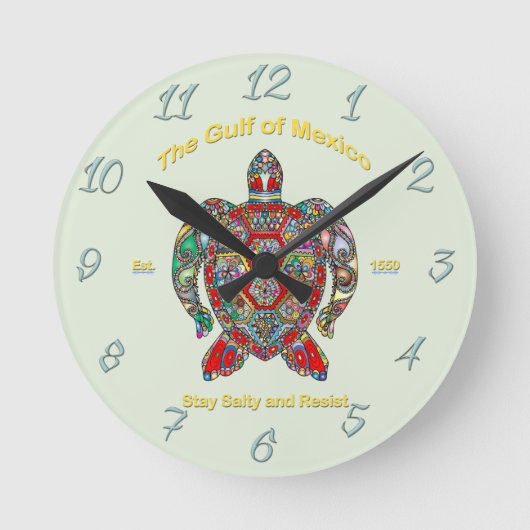 Golf von Mexiko Runde Wanduhr (Vorderseite)