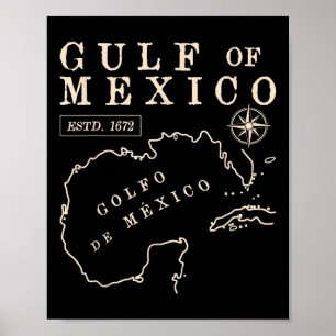 Golf von Mexiko seit 1672 Küste Linie Historische Poster