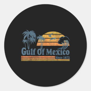 Golf von Mexiko seit 1672 Retro Vintage Strand  Runder Aufkleber
