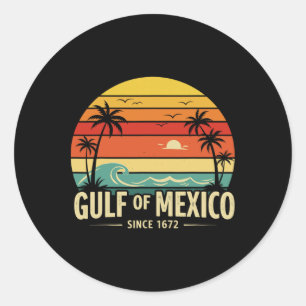 Golf von Mexiko seit 1672 Sunset Vibes Vintages T- Runder Aufkleber
