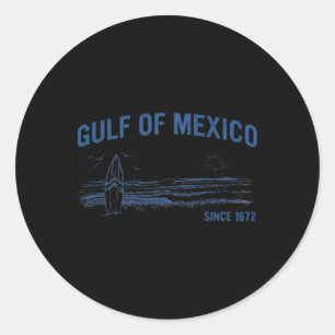 Golf von Mexiko seit 1672 Vintag Beach Surfing Su Runder Aufkleber