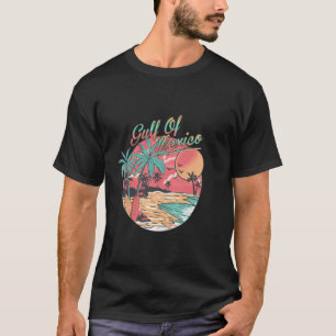 Golf von Mexiko Vintag Retro Sonnenuntergang Palme T-Shirt