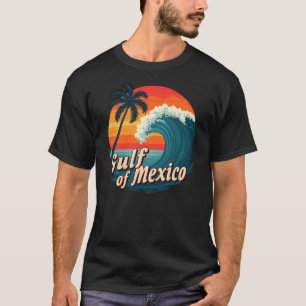 Golf von Mexiko Vintage Wave & Palm Tree Design T-Shirt