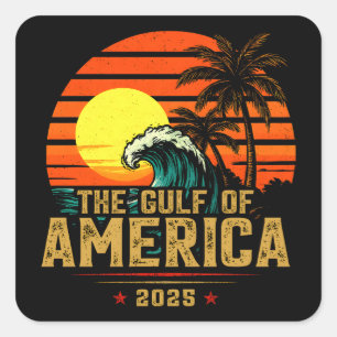 Golf von USA Amerika Est 2025 Retro Vintage Quadratischer Aufkleber
