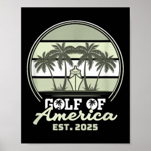 Golf Von USA Amerika Shirt Est 2025 Retro Vintage Poster